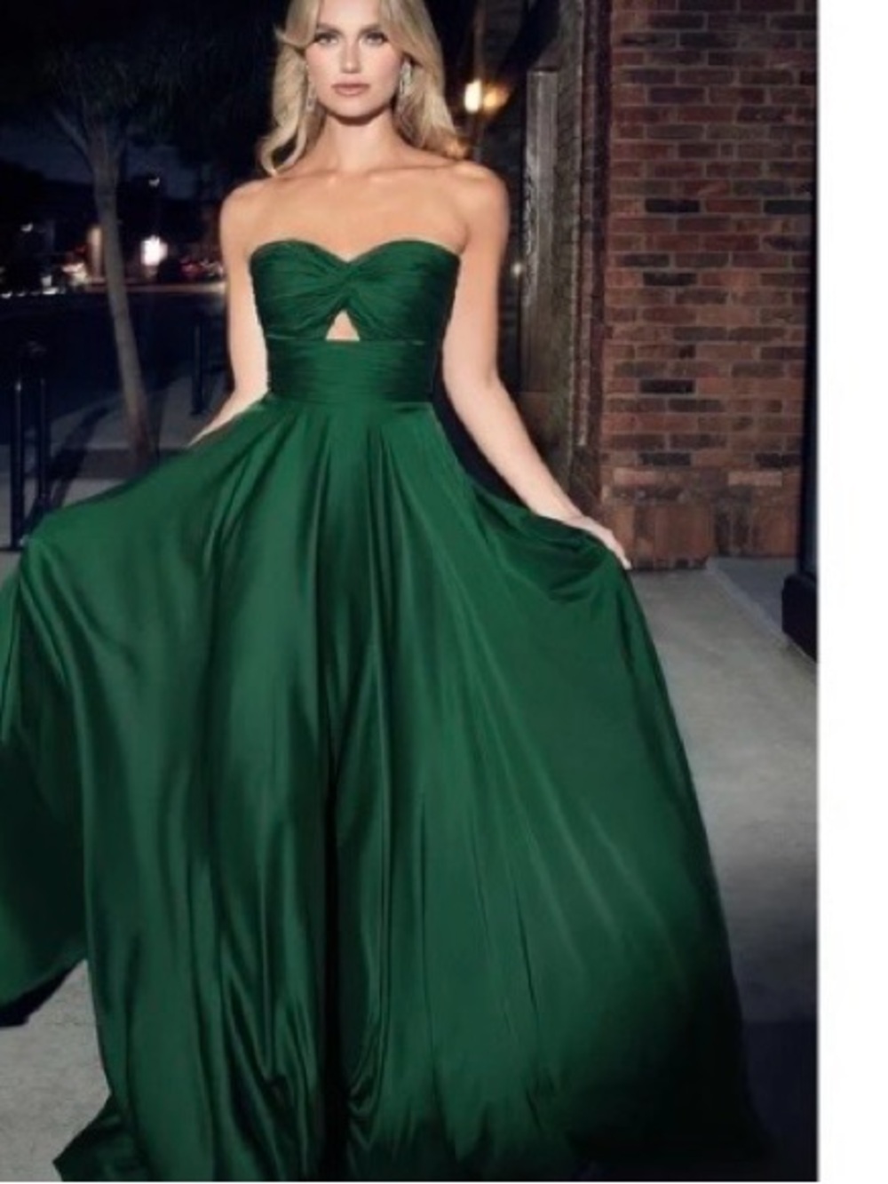 Satin Strapless Keyhole Evening Gown